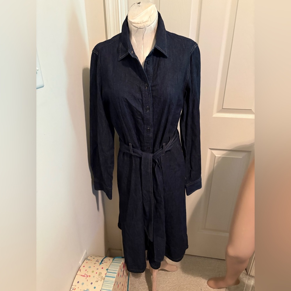 Ralph Lauren  Lauren Dark demin Blue Long Sleeve Dress size 12 $195 new